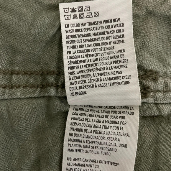 American Eagle Linen Blend Pants Trousers Size 4 Sage Green High Waist Loose Fit - Picture 6 of 8